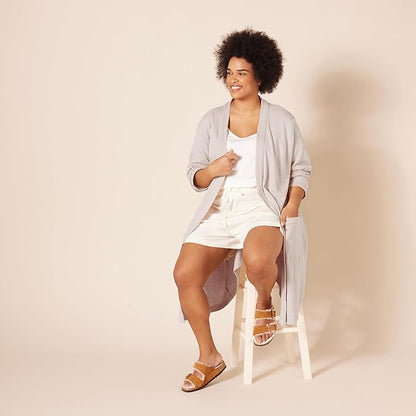 Amazon Essentials Women's Lightweight Cotton Waffle Mid-Length Bathrobe (Available in Plus Size)