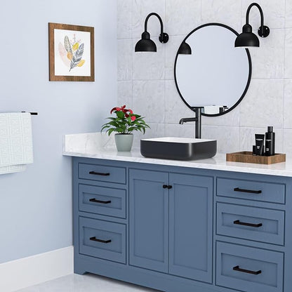 20x15 inch Rectangular Vessel Sink Above Counter Bathroom Sink | Black and White Bathroom Vessel Sink Above Counter Ceramic Porcelain Bathroom Vanity Sink Art Basin