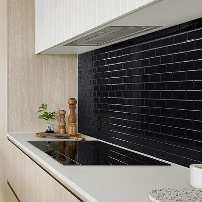 Smart Tiles Peel and Stick backsplash, Subway Jet Black, 10.95"x9.7" | Pack of 10 (6.3 sq ft), Glossy, Heat/Moisture Resistant, Low VOC, Kitchen/Bathroom, Renter Friendly, Made in Canada