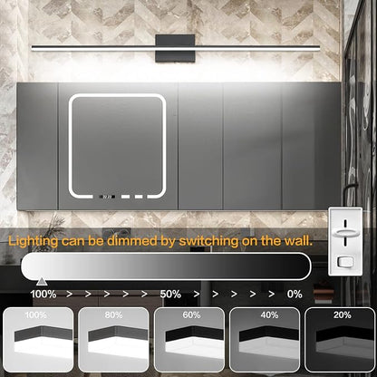 Black Bathroom Light Fixtures - 48 inch Modern Vanity Lights for Bath LED Bathroom Lights Over Mirror Dimmable Cool White Light