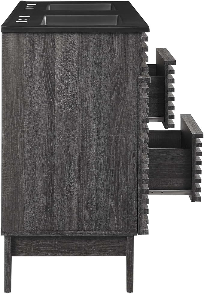 Modway Render 48" Double Bathroom Vanity in Charcoal Black