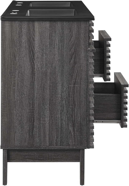 Modway Render 48" Double Bathroom Vanity in Charcoal Black