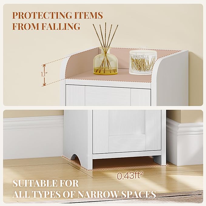 Slim Bathroom Storage Cabinet, Narrow Cabinet with 3 Doors, Small Bathroom Organizers and Storage, Laundry Room Organization for Small Space, Kitchen, Living Room, White 022313X