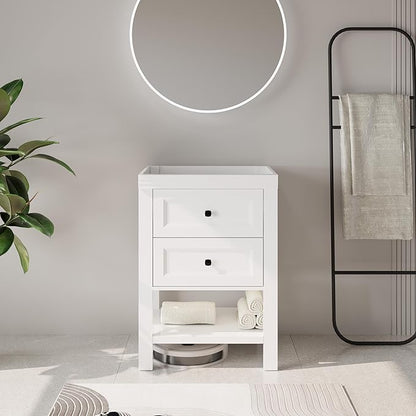 eclife 24" Bathroom Vanity with Sink Combo, Modern Painted Vanities Cabinet with Big Drawers, Opening Bottom Shelf, Raised Foot Pads, Exclude Undermount Sink, Faucet & Drain, White