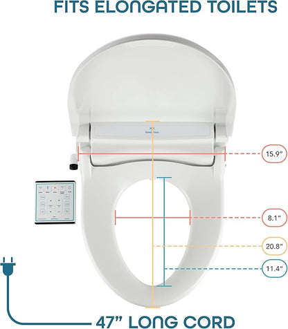 BidetMate 1000 Series Smart Toilet Seat with Heated Water, Wireless Remote, and Warm Air Dryer - Adjustable and Self-Cleaning electric bidet seat - Multiple Wash Settings - Elongated