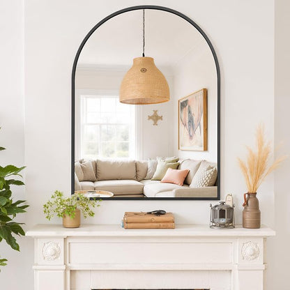 Arched Wall Mirror 40x30 Inch Black Bathroom Vanity Mirror with Metal Frame | Modern Arch Mirror for Bedroom, Living Room, Entryway, Wall Mounted Decorative Mirror