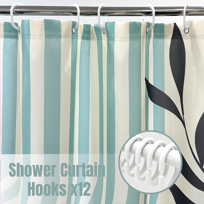 Mid Century Boho Shower Curtain, Sage Green Abstract Geomatric Bohemian, Waterproof Polyester Fabric Shower Curtains Sets with Hooks for Bathroom 72x72 Inches