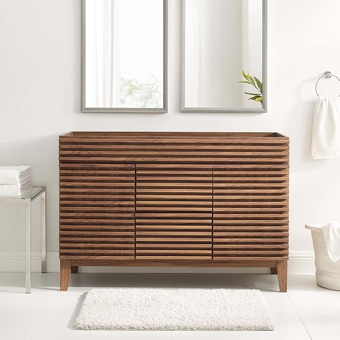 Modway Render 48" Double Sink Compatible (Not Included) Bathroom Vanity Cabinet in Walnut