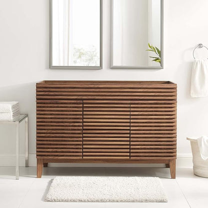Modway Render 48" Double Sink Compatible (Not Included) Bathroom Vanity Cabinet in Walnut
