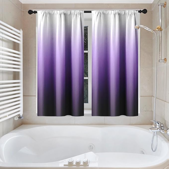 Shower Curtain Set, for Bathroom Decor 72" x 72", Ombre Lavender | Gradient Waffle Modern Waffle Textured Cloth Waterproof Matching Window Shower Curtain 36 x 30 Inches
