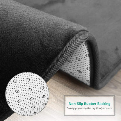 Clara Clark Bathroom Rugs, Velvet Memory Foam Bath Mat, Non-Slip, Machine Washable Bath Rugs - Dries Quickly, Ultra Soft Plush Bath Mats for Bathroom, 17 x 24, Black