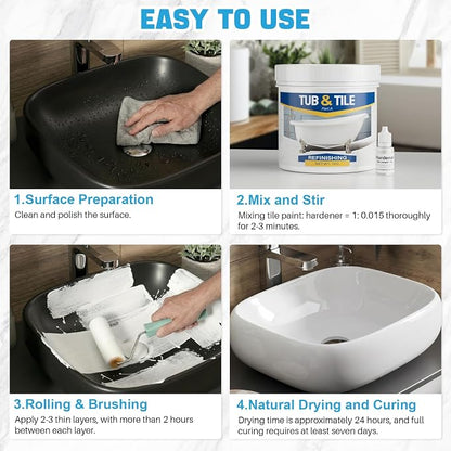 Tub Paint, 35oz Bathtub Paint White for Tile, Low Odor and Easy to Use, 50-55sq.ft
