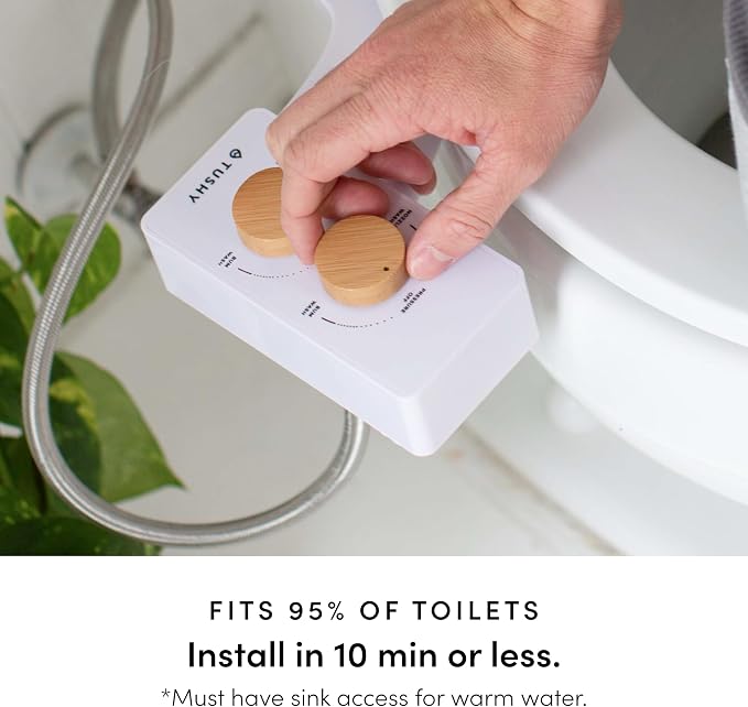 TUSHY Spa 3.0 Cool to Warm Water Bidet Attachment, Noir/Gold | Universal Fit, Easy Install, Self-Cleaning, Adjustable Pressure and Angle Control, Sink Access Required Within 6 Feet