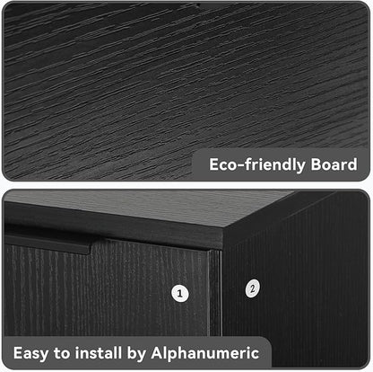 36 Inch Black Floating Bathroom Vanity with 2-Doors and 1-Drawer, Modern Wall Mounted Cabinet with Black Boat Ceramic Vessel Sink