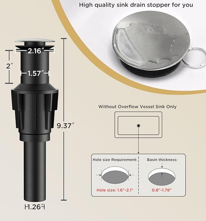 FORIOUS Vessel Sink Faucet Single Hole, Brushed Nickel Tall Bathroom Faucet | Modern Tall Single Handle Space Saving Design, with Pop up Drain for Basin Bowl Vanity Lavatory Residential/Commercial Use