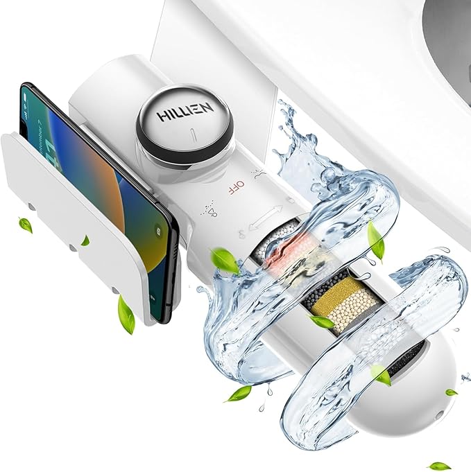 Ultra-Slim Bidet Attachment for Toilet with Filter, Chlorine-Free Fresh Water, pH balance, Non-Electric Bidet Toilet Seat Attachment with Pressure Controls, Dual Nozzles(Frontal/Rear),No Gaps No Leaks