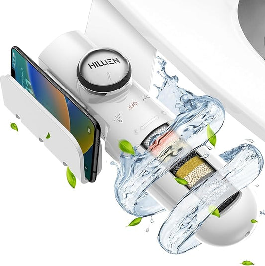 Ultra-Slim Bidet Attachment for Toilet with Filter, Chlorine-Free Fresh Water, pH balance, Non-Electric Bidet Toilet Seat Attachment with Pressure Controls, Dual Nozzles(Frontal/Rear),No Gaps No Leaks