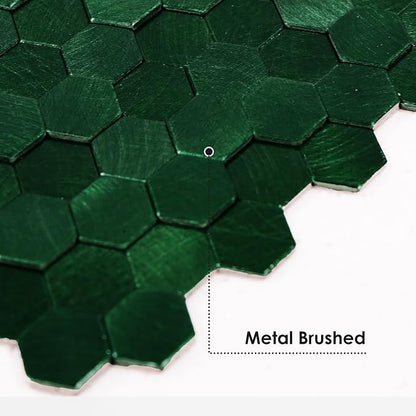 STICKGOO Peel and Stick Backsplash Tiles, Stick on Mosaic Self Adhesive Tiles, 3D Hexagon Backsplash for Kitchen Bathroom Fireplace Vanity (8PCS, Emerald Green)