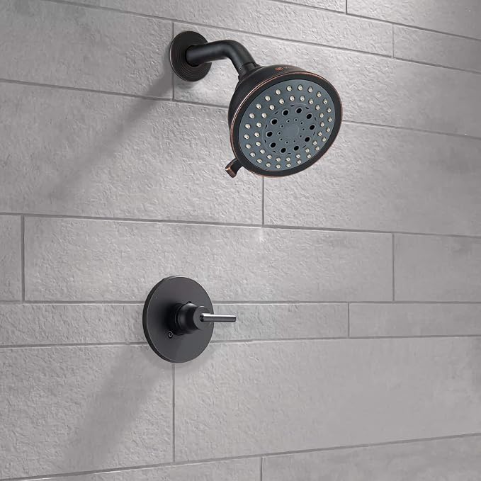 Voolan High Pressure Shower Head with Shower Arm - 5 Function Rain Shower Head - Comfortable Shower Experience Even at Low Water Flow - Oil-Rubbed Bronze
