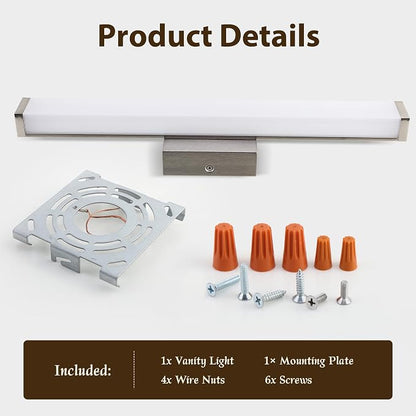 22IN 5CCT Dimmable Vanity Light for Bathroom, Modern Wall Fixture Over Mirror