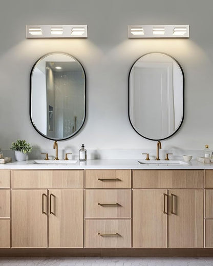 Modern Bathroom Vanity Light, Bathroom Light Fixtures Over Mirror, 22", 3-Light LED Vanity Light 3000K 4000K 5000K CCT Adjustable, Chrome