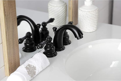 Kingston Brass KB910AL Victorian Widespread Bathroom Faucet, Matte Black
