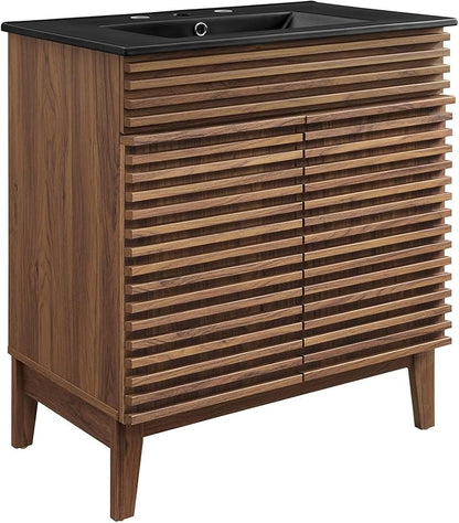 Modway Render 30" Bathroom Vanity with Sink in Walnut Black