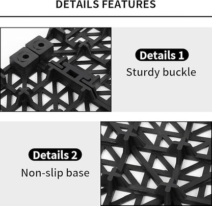 FAHKNS 12 PCS Interlocking Drainage Mat, 12“x12” Drainage Tiles Interlocking, PVC Non-Slip Splicing Interlocking Floor Tiles for Bathroom, Kitchen, Swimming Pool, Garden, Black