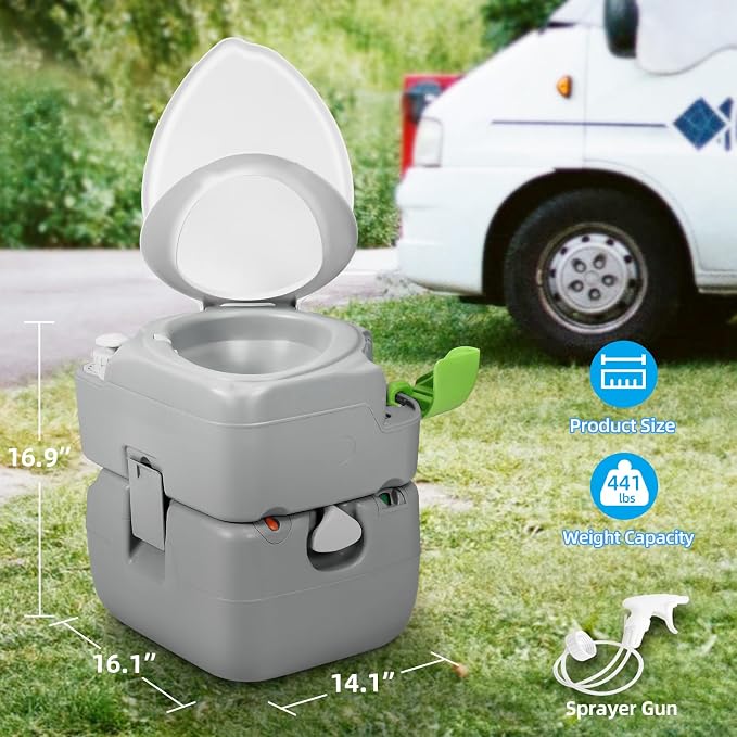 YITAHOME Portable Toilet Camping Porta Potty 5.8 Gallon with Diagonal | Hand Sprayer, Level Indicator, Carry Bag, Portable Toilet for Adults, RV Travel, Boat and Trips