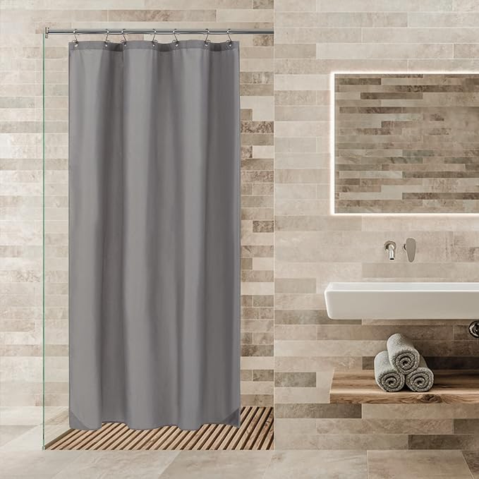 ALYVIA SPRING Stall Waterproof Fabric Shower Curtain or Liner Grey, 36x72 | 2 Magnets, Soft Cloth & Hotel Quality, Machine Washable, Light-Weight, Stall Size