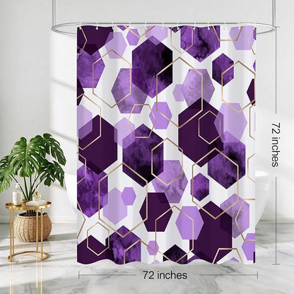Litabel Purple Shower Curtain for Bathroom, Geometric Bathroom Decor 72x72 | Purple Modern Minimalist Shower Curtains, Geometric Art Print Abstract Waterproof Bathroom Curtain