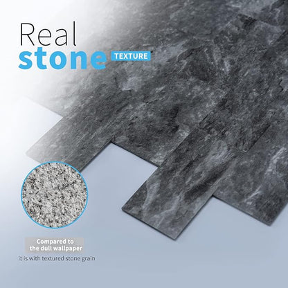 Art3d Peel and Stick Backsplash, Stick on Wall Tile, 10-Pack, Dark Granite | PVC, Self Adhesive, Splash Resistant, Multi-Surface Compatibility, Ideal for Kitchens, Fireplaces, Stair Areas