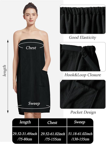 Women'S Soft Wrap Towel Full Length，Bath Robe After Shower Female Plush Long，Spa Bathrobes Lightweight With Pockets