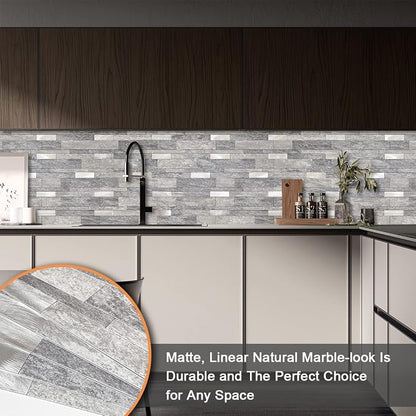 VAOVI Peel and Stick Tile Stone Backsplash for Kitchen Wall(5pcs,Gray)