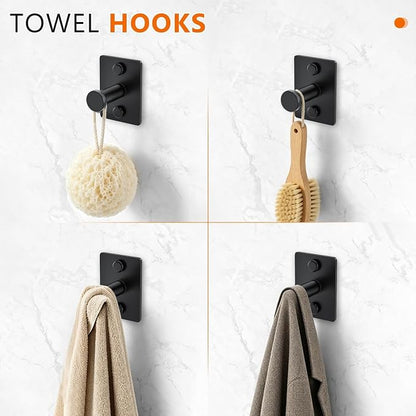 5 Pieces Bathroom Hardware Accessories Set Matte Black Towel Bar Set Stainless Steel Wall-Mounted 23.6 Inch Towel Holder