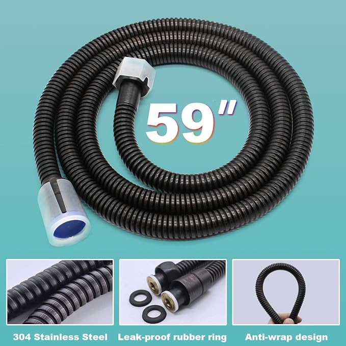 Hand-held Shower Head Set - Oil Rubbed Bronze Brass Handheld Shower Wand with Wall Mount Adjustable Elbow Holder and 59inch Long Hose - Modern Rectangle Hand Shower High Pressure