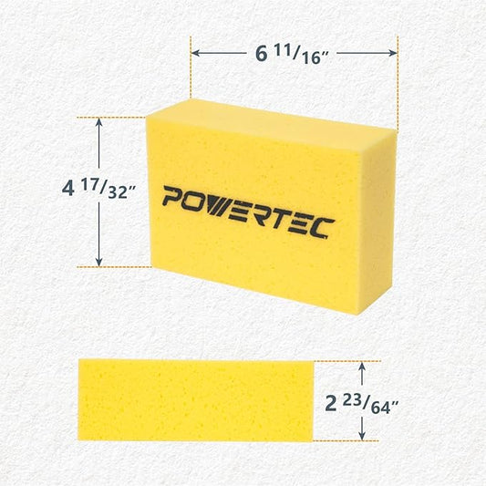 POWERTEC Large Square Grout Sponge – Professional Tile Grout Removal Cleaning Sponge – Heavy-Duty Absorbent Sponge, Multi-Purpose Cleaning Tool for Floors, Kitchen, and Bathroom – 12PK (72106-P3)