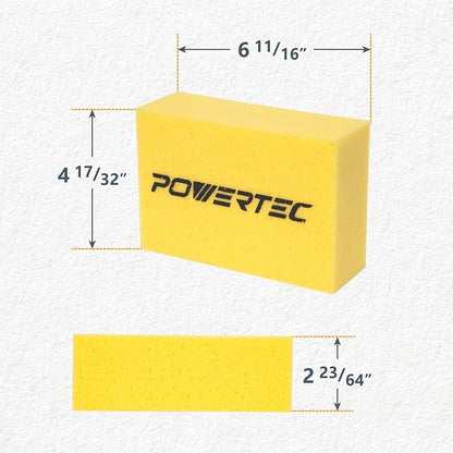 POWERTEC 14032 4 Inch Diamond Saw Blade for Handheld Tile Saw & Angle Grinder – 1pk Super Thin Turbo Mesh Rim Blade for Cutting Porcelain, Granite & Ceramic Tile, w/4pk Large Square Grout Sponge
