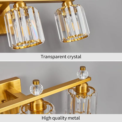 Bathroom Vanity Lights 4-Light Gold Modern Crystal Vanity Light Fixtures Over Mirror Crystal Bathroom Vanity Lighting Fixtures