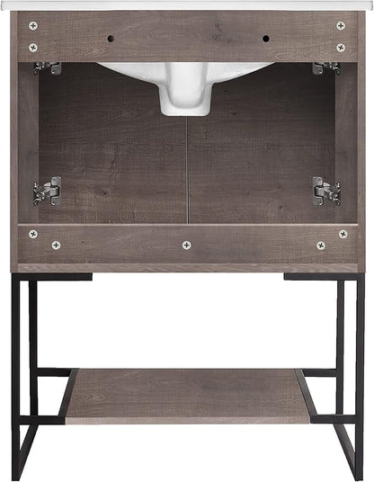 24 Inch Bathroom Vanity with Sink - Modern Knob Free Design, Elegant Space-Saving Solution for Your Bathroom - Durable, Bathroom Vanities for a Contemporary Look - Urbania Collection