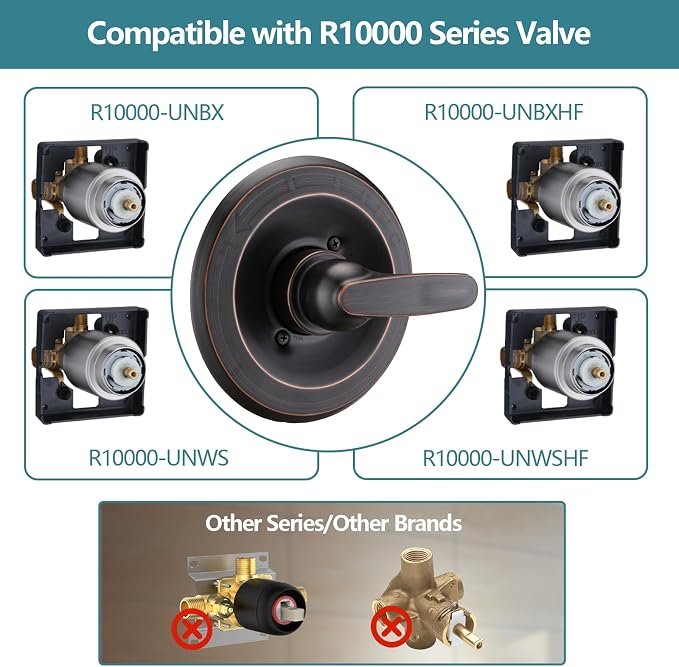 Shower Trim Kit Replacement for 13/14 Series, Shower Cover Plate with Handle (Valve& Catridge Not Inclued) (Oil Rubbed Bronze)