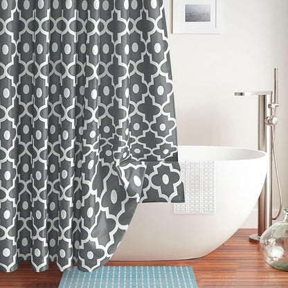 Fabric Modern Shower Curtain-Dark Grey & White Shower Curtains for Bathroom | 72"W x 72"L Textured Faux Linen Elegant Classic Moroccan Bath Decor-Hotel Quality Transitional Washable & Breathable Cloth