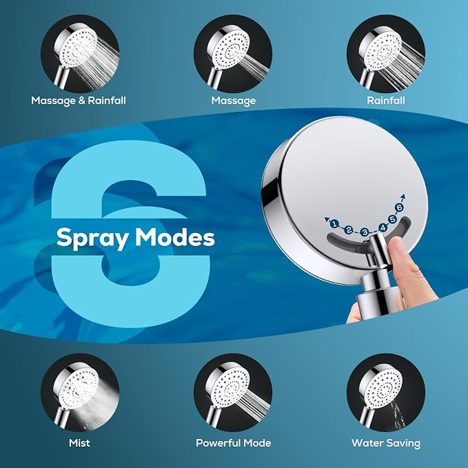 All Metal Handheld Shower Head with 72" Hose, High Pressure Shower Heads | 6 Spray,Stainless Steel Showerheads,Built-in Pause Mode,Hand HeId Showerhead,Non-Clogging Nozzles,Adjustable Brass Holder