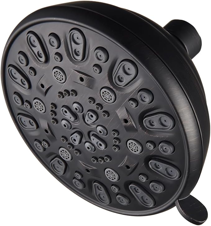 High Pressure Shower Head VMASSTONE 4.7" Rain Fixed Showerhead 7-Spray Setting with Adjustable Brass Swivel Ball Joint - Excellent Replacement for Your Bath Shower Head (FM-001 Oil Rubbed Bronze)