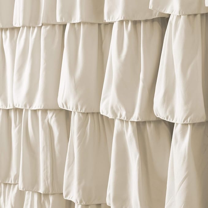 Lush Decor Ruffle Shower Curtain | Floral Textured Vintage Chic Farmhouse Style Design, Ivory, 72" x 72", (Pack of 6)