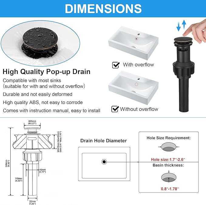 RUMOSE Oil Rubbed Bronze Bathroom Faucets Set with Pop Up Drain Single Handle Bathroom Sink Faucet 1 & 3 Hole Waterfall Spout Vanity Faucet Kit with Deck Plate Lavatory Basin Faucet, Stainless Steel