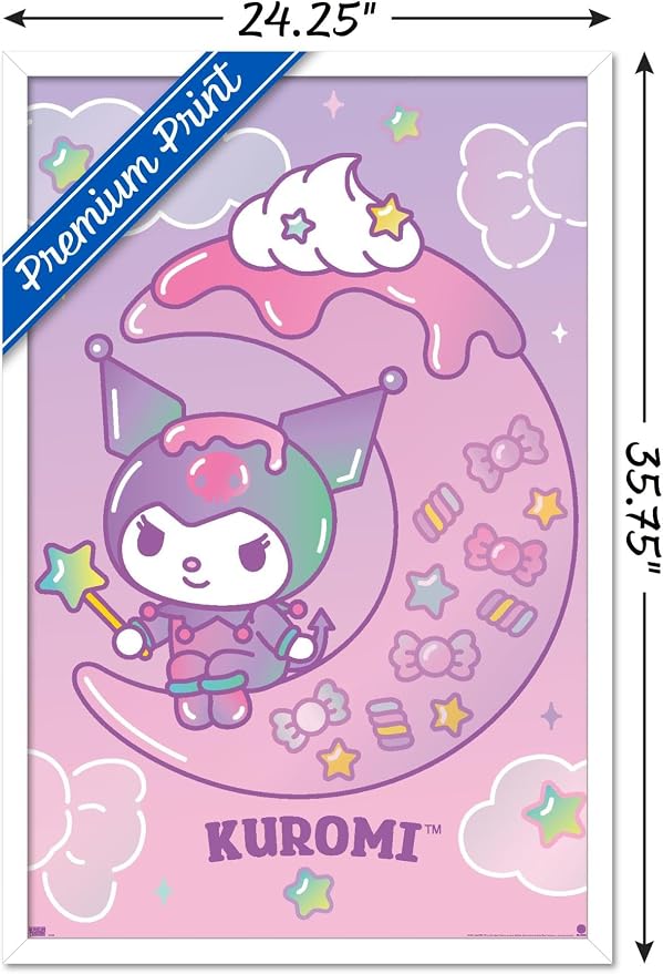 Trends International Hello Kitty and Friends: 24 Dreamland - Kuromi Wall Poster, 34L x 22.4W, White Framed Version