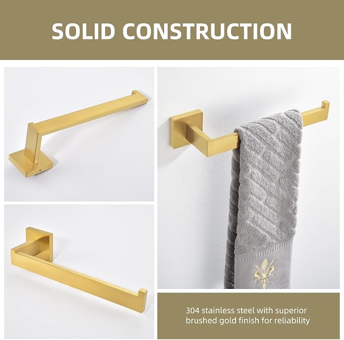 Angle Simple Towel Holder Brushed Dark Gold, Bathroom Towel Rack 10.24-Inch | Deep Gold Tone, SUS304 Stainless Steel, Open Arm Dishcloth Washcloth Hanger Bar for Kitchen Shower Vanity Sink