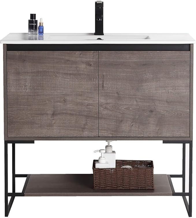 36" Inch Bathroom Vanity and Sink, Knob Free Design - Urbania Collection