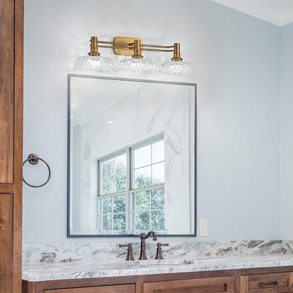 3-Light Bathroom Vanity Light Fixtures Vintage Brass Wall Light Fixtures Vanity Lights Over Mirror for Bedroom Living Room Bathroom